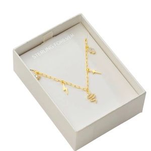 Juno Mixes CZ Charm Necklace Sterling Forever Color Gold